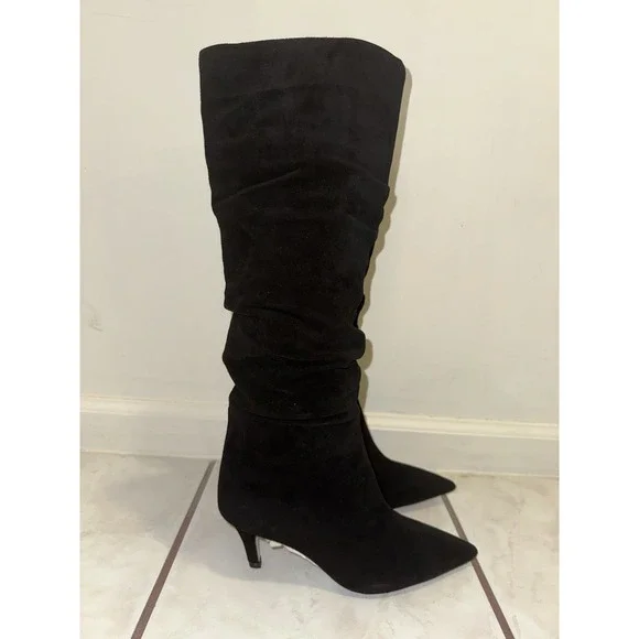 NEW Jessica Simpson Black Suede Slouchy Knee High Kitten Heel Boot Size 6.5 - Picture 8 of 15